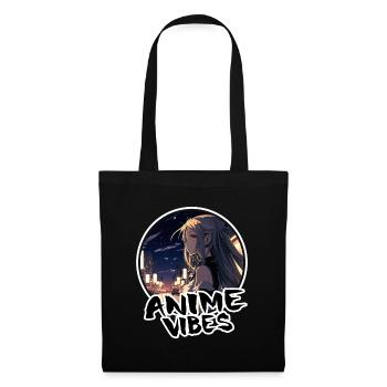 Jolie fille d’anime la nuit à Tokyo - chemise d’anime - Sac en tissu - noir - Devant