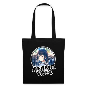 Niedliches Anime-Mädchen bei Nacht in Tokio 2 - Anime-Shirt - Stoffbeutel - Schwarz - Vorne