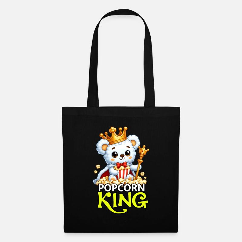 Popcorn Bär König - Stoffbeutel - Schwarz