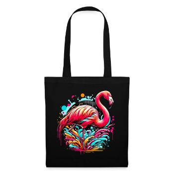 Flamingo - Stoffbeutel - Schwarz - Vorne