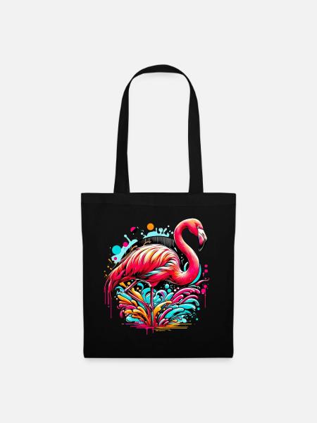 Flamingo - Stoffbeutel - Schwarz