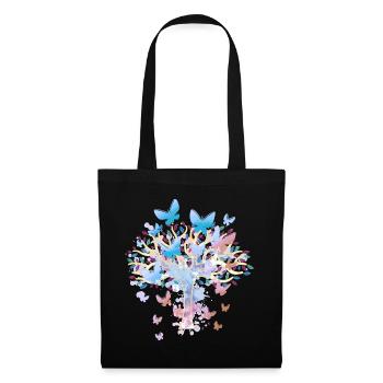 Tree Trees Nature Butterflies Spring - Tote Bag - black - Front