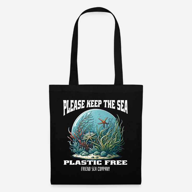 Plastik und Meer - Stoffbeutel - Schwarz