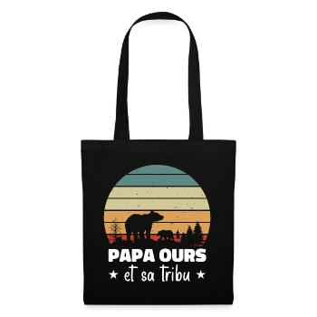 Papa ours et sa tribu, Humour cadeau - Sac en tissu - noir - Devant