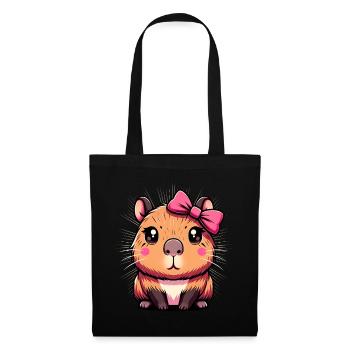 Cute Capybara Pink Bow Capybara - Tote Bag - black - Front