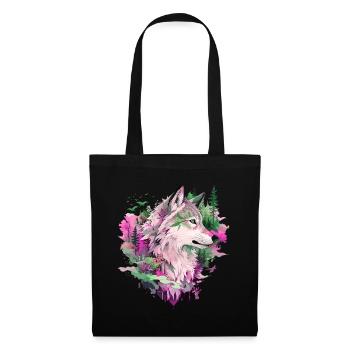 Wolf Wolf's Head Forest Nature Mountains Wilderness Colorful - Tote Bag - black - Front