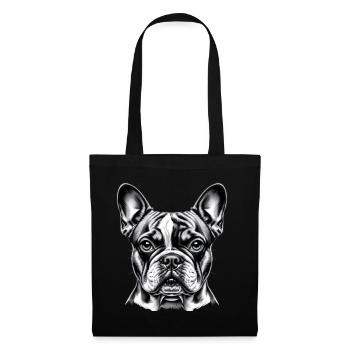 Tête de bouledogue français - Sac en tissu - noir - Devant