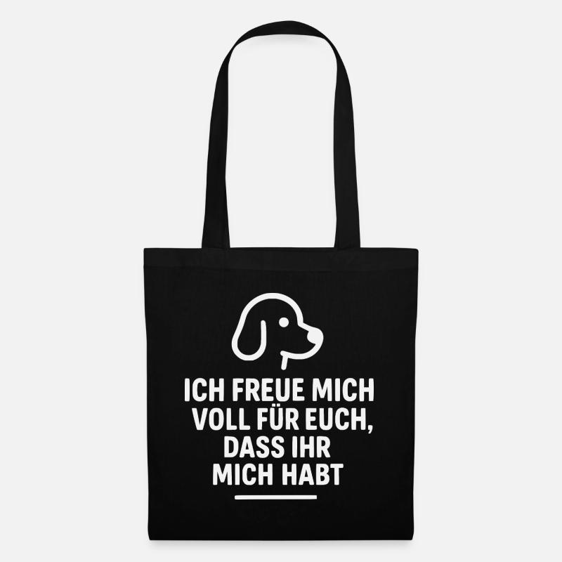 Verspieltes Hundemotiv mit liebevollem Spruch - Stoffbeutel - Schwarz
