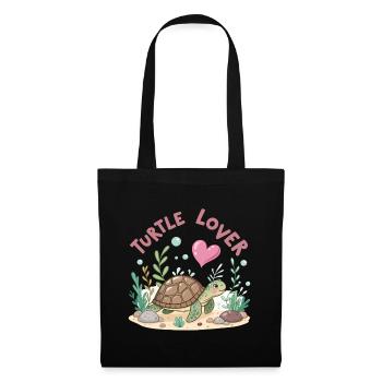 Pastel Flowered Turtle in Love - Tote Bag - black - Front