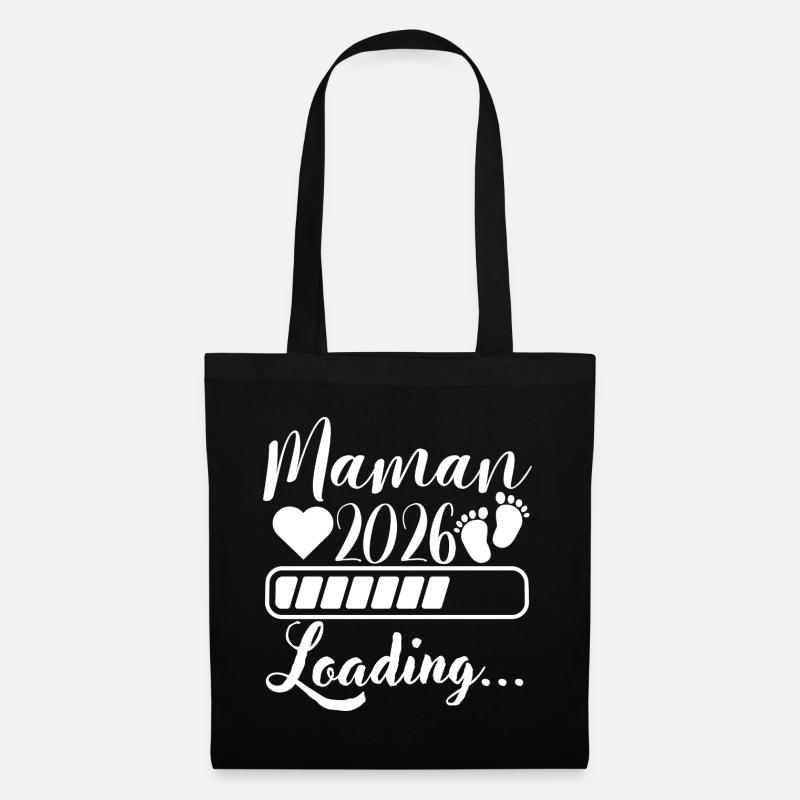 Maman 2026 Loading, Future Maman Cadeau Grossesse - Sac en tissu - noir