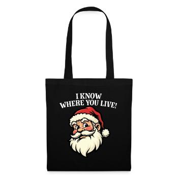 Je sais où tu habites - Père Noël - Sac en tissu - noir - Devant