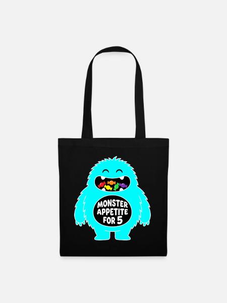 Monster Appetit 5. Geburtstag - Stoffbeutel - Schwarz