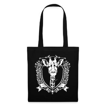 Giraffen Wappen Schild - Stoffbeutel - Schwarz - Vorne