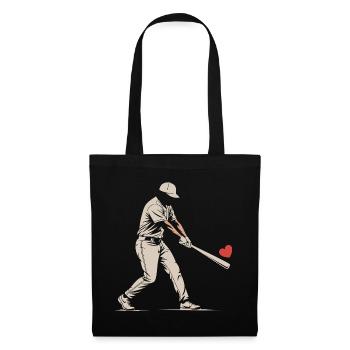 Silhouette Batter Baseball Valentines - Tote Bag - black - Front