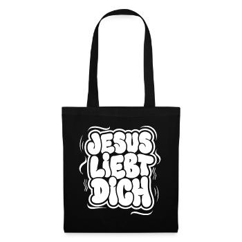 Jésus t’aime, lettres bouillonnantes - Sac en tissu - noir - Devant