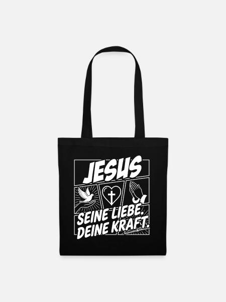 Jesus Liebe Kraft Motiv - Stoffbeutel - Schwarz