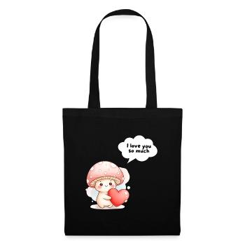 Süßes Pilzliebesdesign Ich liebe dich - Stoffbeutel - Schwarz - Vorne