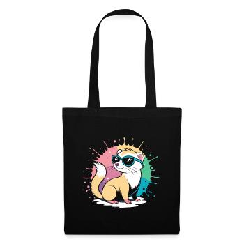 Furet Cool cartoon avec lunettes bleues - Sac en tissu - noir - Devant