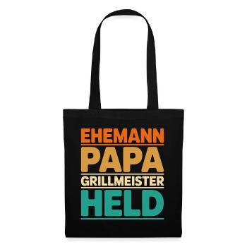 Ehemann Papa Grillmeister Held - Stoffbeutel - Schwarz - Vorne