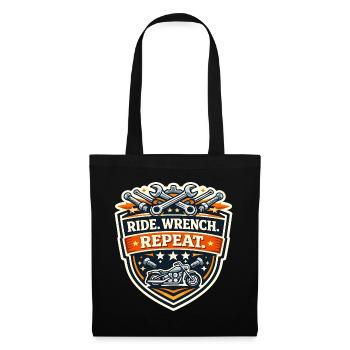 Ride Wrench Repeat Motorrad Patch - Stoffbeutel - Schwarz - Vorne