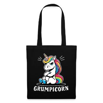 Grumpicorn Regenbogen-Einhorn Spaß Humor Lustig - Stoffbeutel - Schwarz - Vorne
