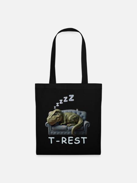 T-Rest Dino auf Sofa - Stoffbeutel - Schwarz