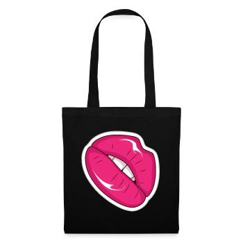 Pink Lips Pop Art Comic Retro Style - Tote Bag - black - Front