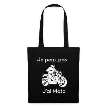 Je peux pas J'ai Moto – Silhouette Moto - Sac en tissu - noir - Devant
