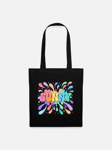 Sunny Rainbow Typography Blasenspritzer - Stoffbeutel - Schwarz