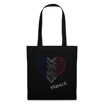France, cœur aux couleurs françaises, France - Sac en tissu - noir - Devant