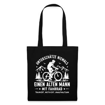Radfahrer Altersweisheit Spruch - Stoffbeutel - Schwarz - Vorne