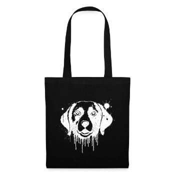 Chien Beagle éclaboussé en dripping blanc - Sac en tissu - noir - Devant