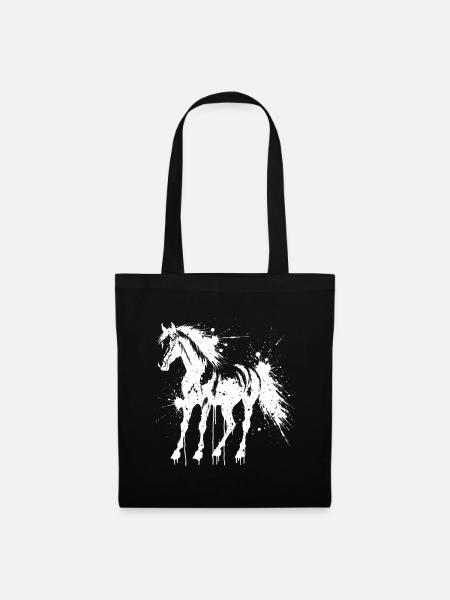 White Splash Horse Silhouette - Stoffbeutel - Schwarz