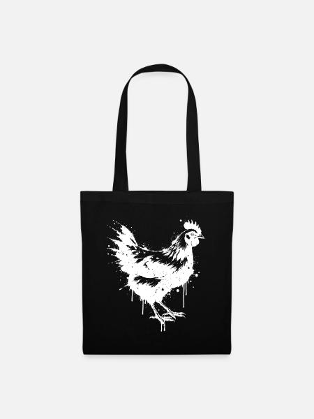 Hen-Stil Splatter Art White - Stoffbeutel - Schwarz