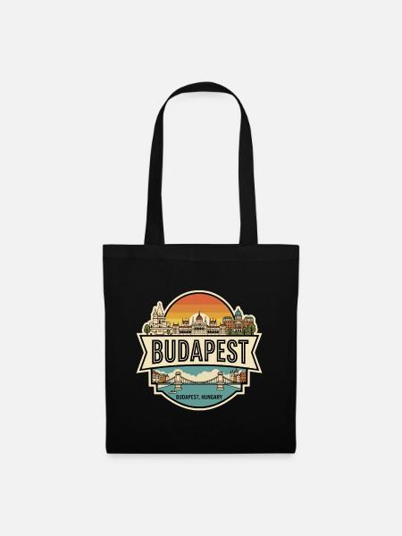 Budapest Ungarn Vintage Skyline Reiseabzeichen - Stoffbeutel - Schwarz