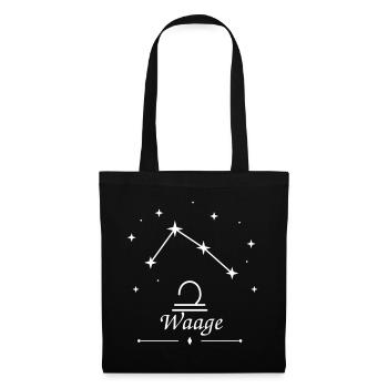 Waage Sternzeichen – Sternbild mit Libra Symbol - Stoffbeutel - Schwarz - Vorne