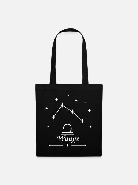 Waage Sternzeichen – Sternbild mit Libra Symbol - Stoffbeutel - Schwarz