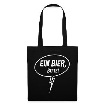 Ein Bier, Bitte! (Sprechblase / Bierchen / Down W) - Stoffbeutel - Schwarz - Vorne