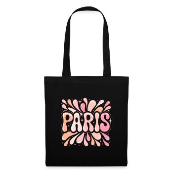 Paris Pastel Pop Art Mädchen Chic - Stoffbeutel - Schwarz - Vorne