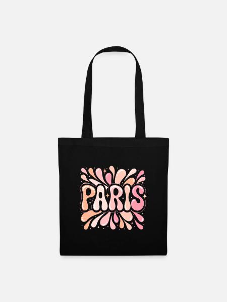 Paris Pastel Pop Art Mädchen Chic - Stoffbeutel - Schwarz