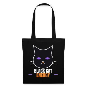 Black Cat Energy Funny Halloween Cat - Stoffbeutel - Schwarz - Vorne