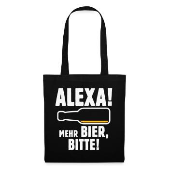 Alexa! Mehr Bier, Bitte! (Bier Bierchen / NEG 2C) - Stoffbeutel - Schwarz - Vorne