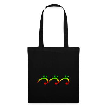 Reggae, music, notes, bass clef, wave, surf, - Sac en tissu - noir - Devant