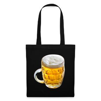 Goldenes Bierglas Motiv - Stoffbeutel - Schwarz - Vorne