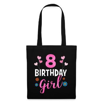 Birthday Girl - 8 years old - Tote Bag - black - Front