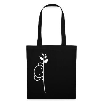 Petit ours derrière une fleur - Sac en tissu - noir - Devant