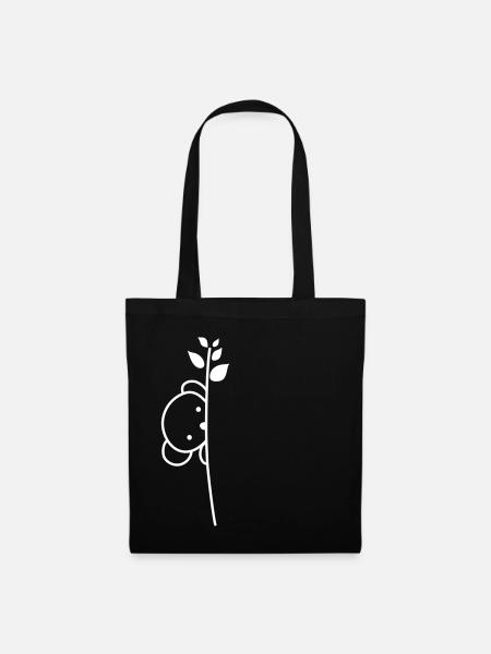 Little bear behind flower - Tote Bag - black