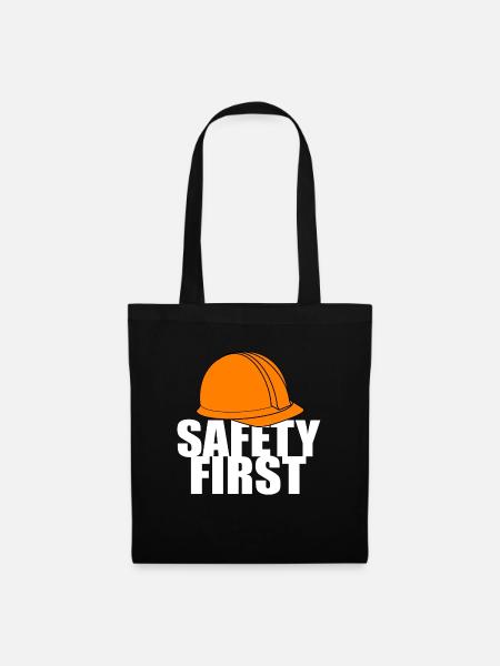 Safety First Sicherheit zuerst Schutzhelm Schützen - Stoffbeutel - Schwarz