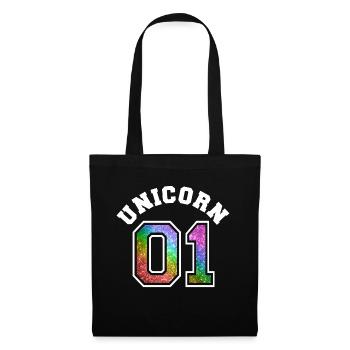 Unicorn 01 Rainbow Glitter - Sac en tissu - noir - Devant