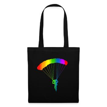 Bunter Fallschirm Regenbogen - Stoffbeutel - Schwarz - Vorne